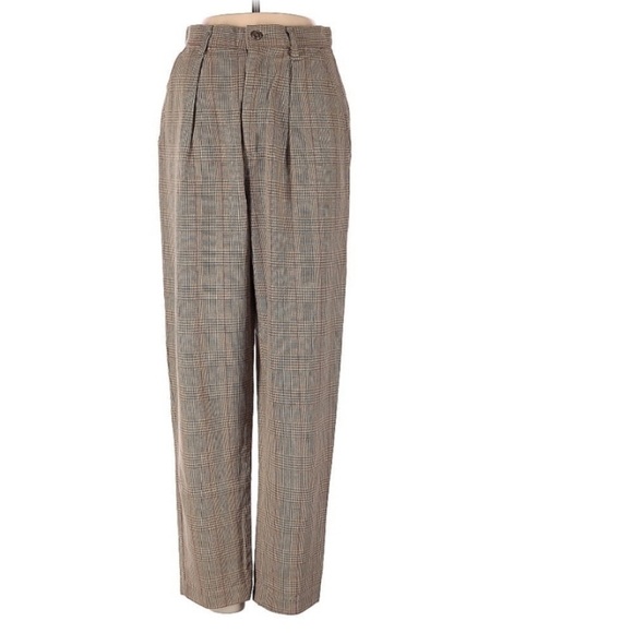 Calvin Klein Pants - Calvin Klein Plaid Trousers - Brown and Gray-VINTAGE